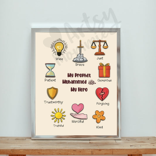 My Prophet My Hero Printable Wall Art for Kids | Instant Digital Download PDF | Islamic Wall Art for Kids