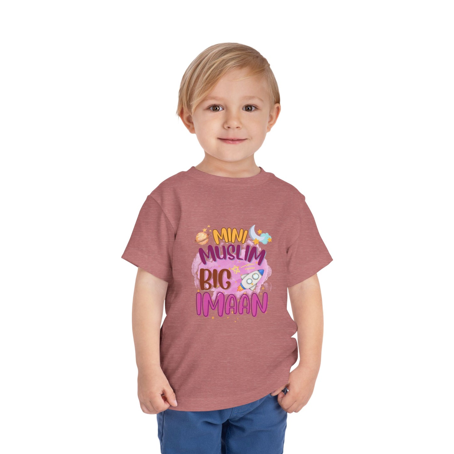 Toddler Tee — "Mini Muslim, Big Imaan" Cute Islamic Kids Shirt