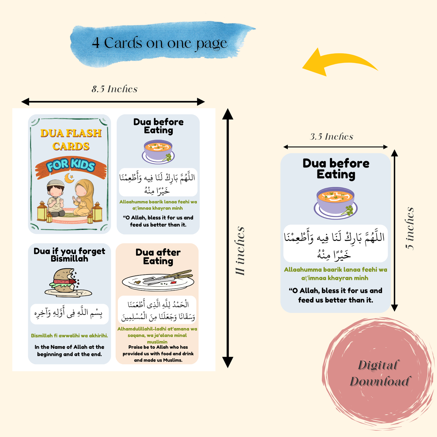 Kids Dua Flash Cards | Daily Islamic Learning (Digital Download)
