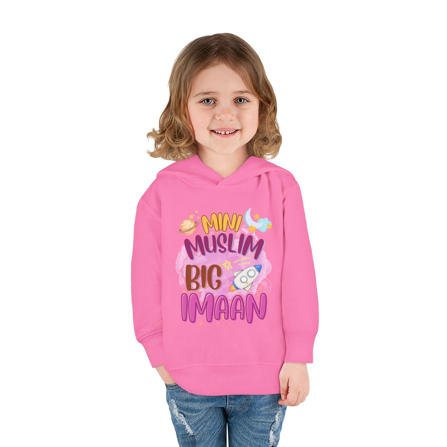 Muslim Big Imaan Toddler Hoodie – Islamic Kids Hooded Sweatshirt | Cute Islamic Gift for Girls