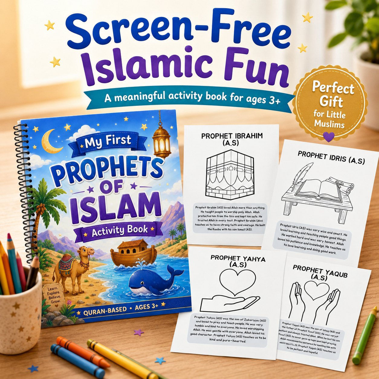 My First Prophets of Islam Activity Book for Kids | Quran-Based Islamic Coloring & Learning Book Ages 3+