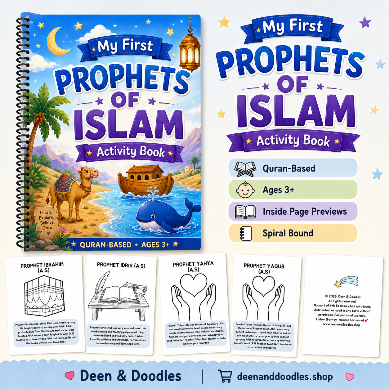 My First Prophets of Islam Activity Book for Kids | Quran-Based Islamic Coloring & Learning Book Ages 3+