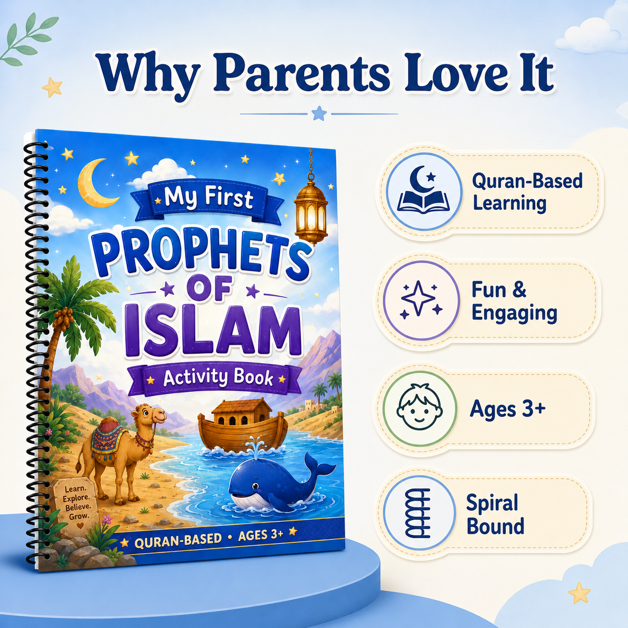 My First Prophets of Islam Activity Book for Kids | Quran-Based Islamic Coloring & Learning Book Ages 3+